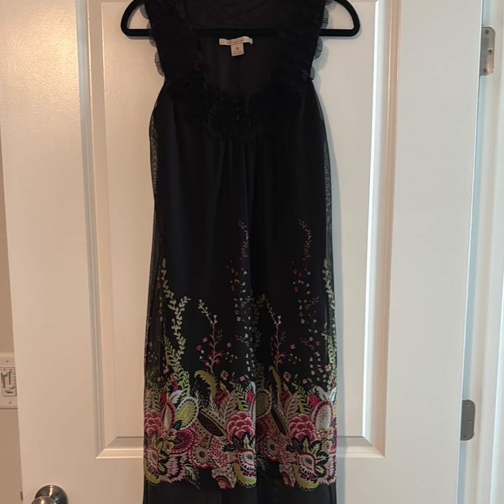 Jonathan Martin Black and Pink Halter Midi Sundress
